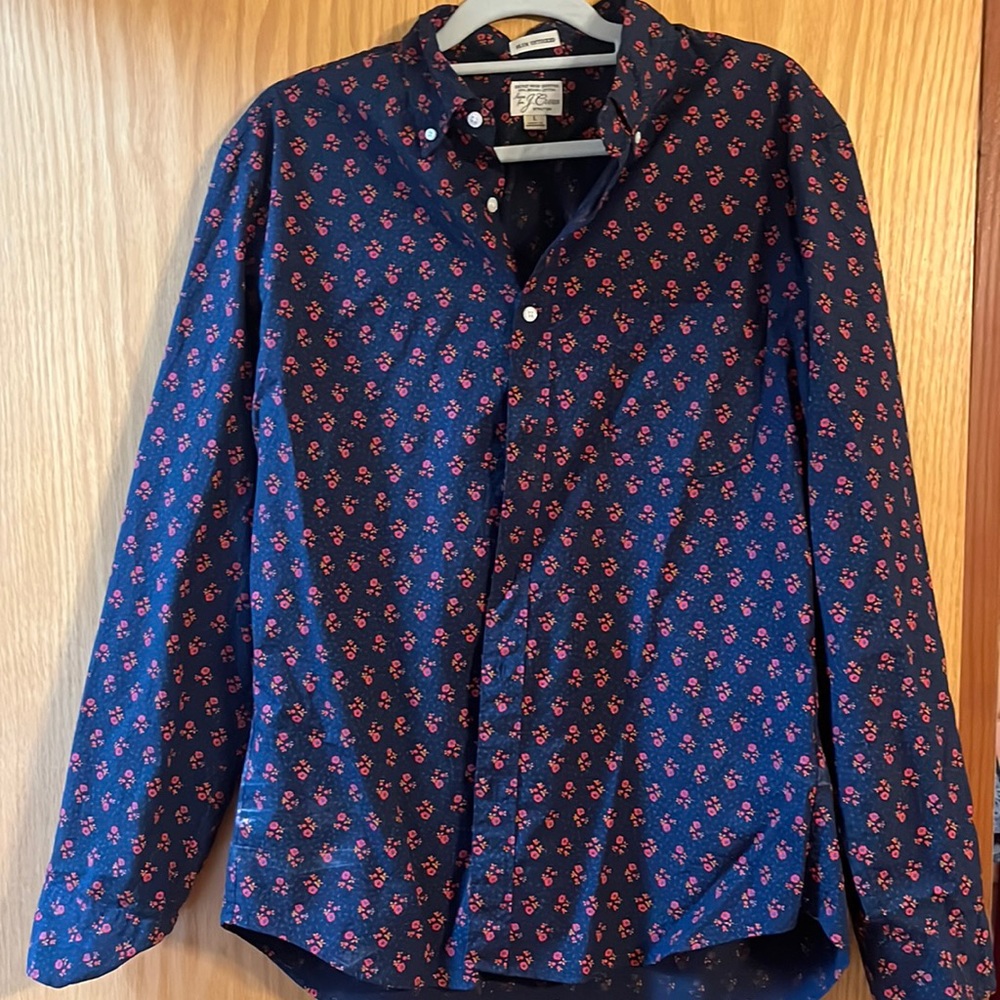 Navy/Floral J Crew Button Down - Size L
